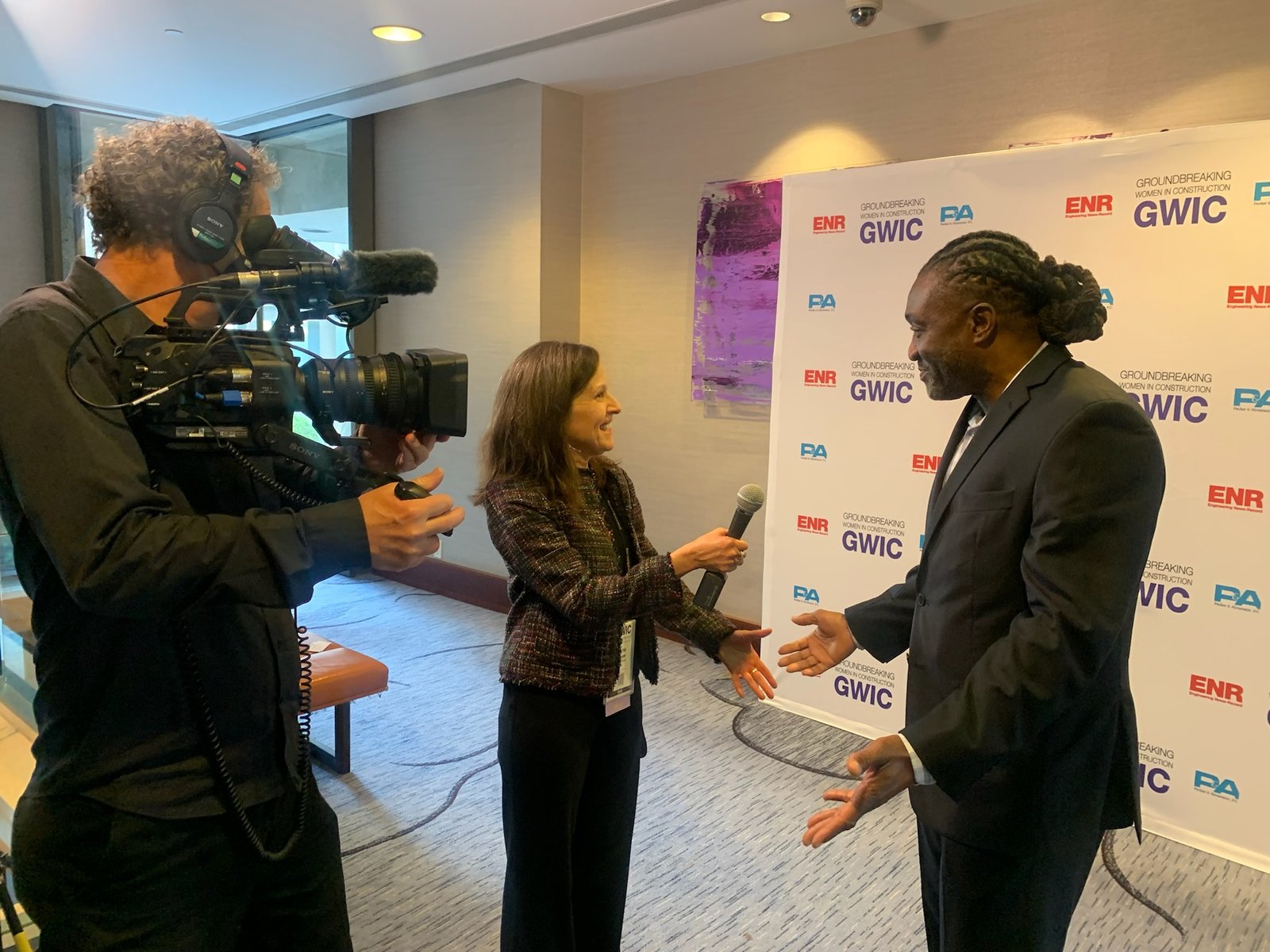 Henry Nutt III speaking at press interview about construction leadership